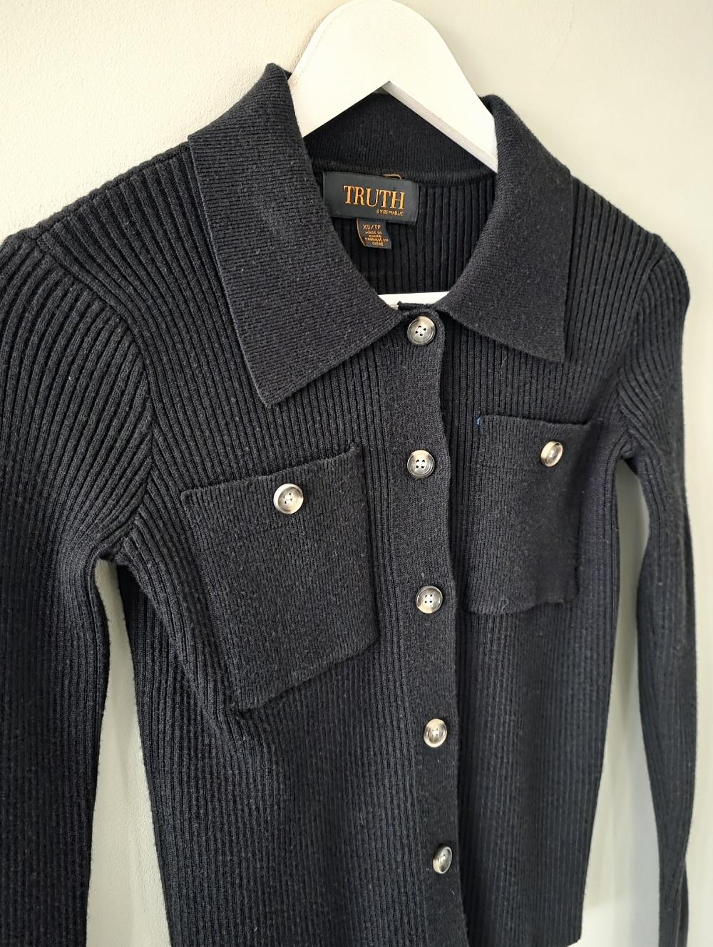 Truth By Republic XS Vintage Y2K Coquette Romantic Ribbed Knit Crop Cardigan - Picture 6 of 12